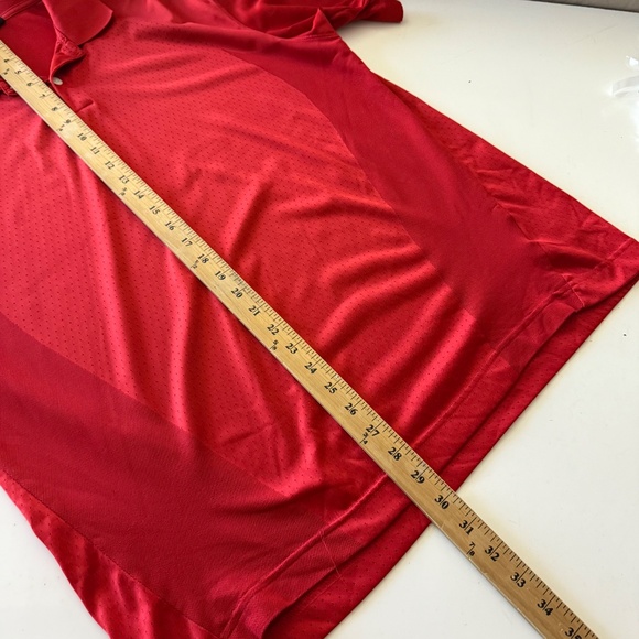 NIKE Golf Vibrant Red Breathable Vented Performance Golf Polo Mens LARGE Dri-Fit - Picture 6 of 7